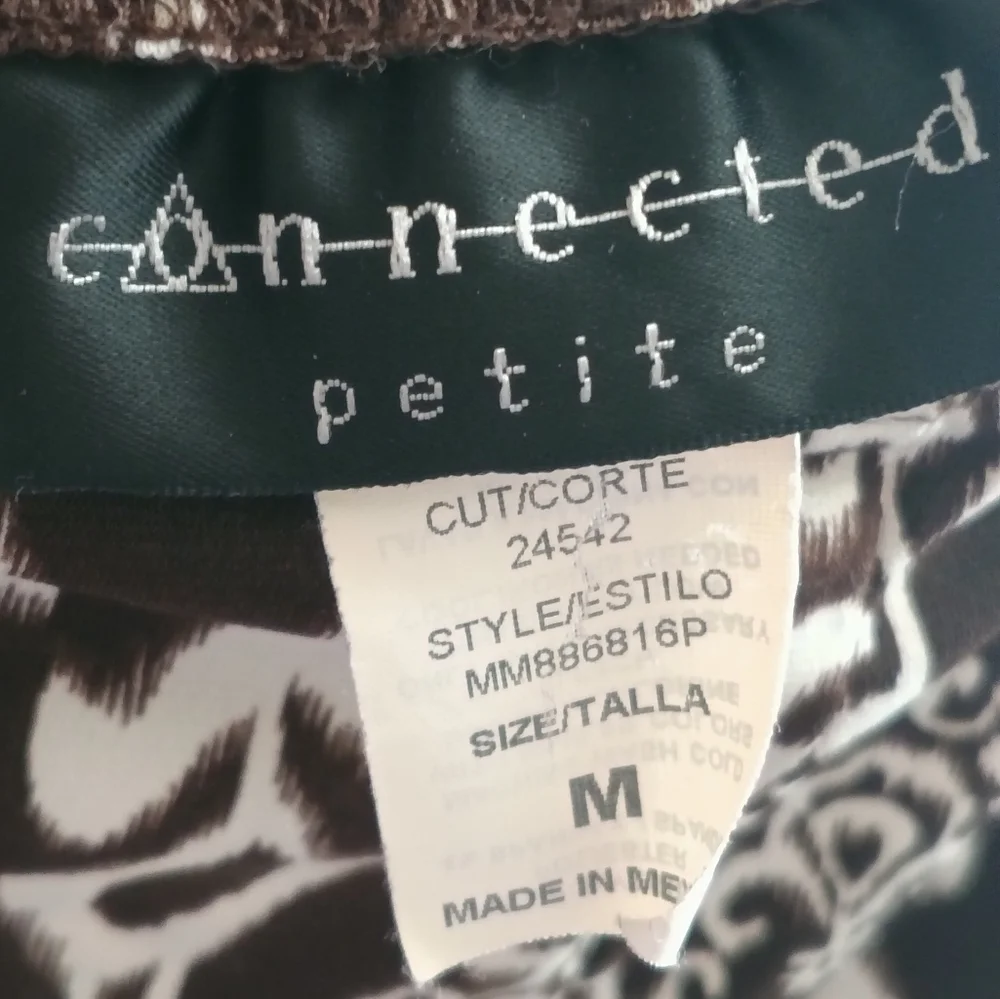 Connected Petite Skirt Women Medium Brown & White Versatile Academia Office 90's